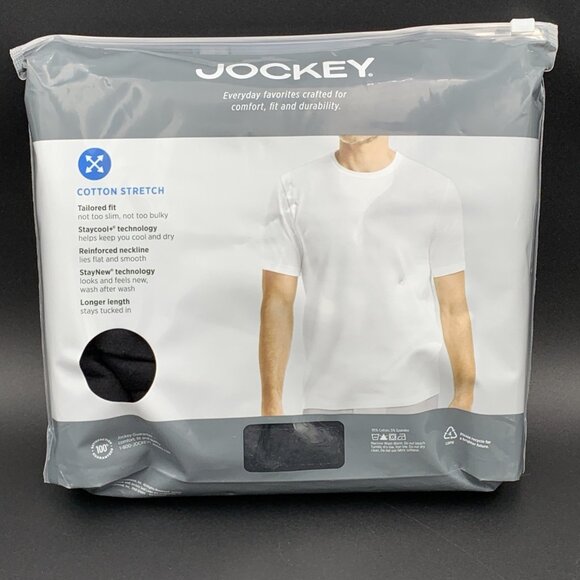 Jockey T-Shirts 3 Pack 100% Cotton Crewneck Staycool Technology. Black XL 46-48 - Picture 4 of 5